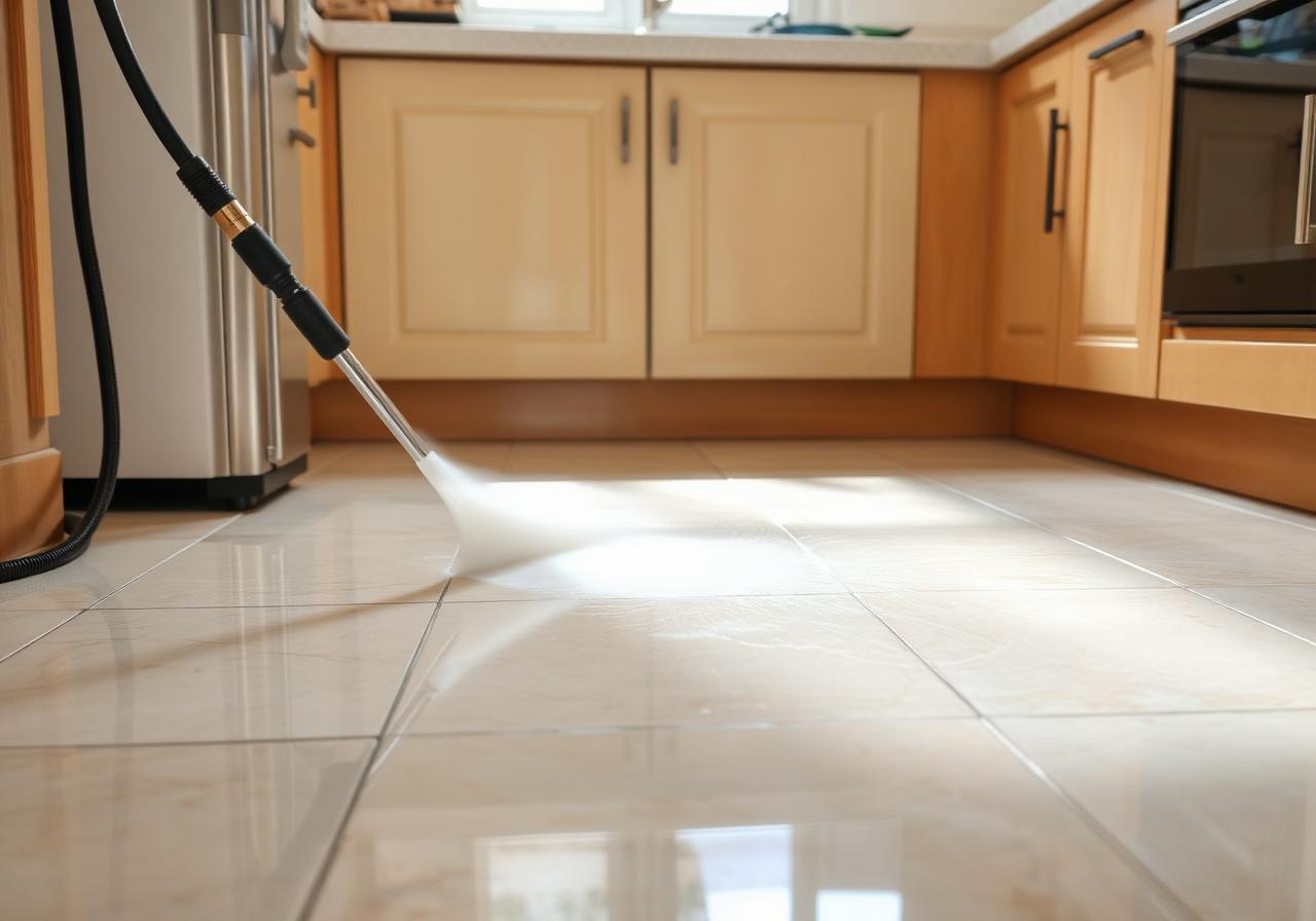 Tile and grout deep cleaning in Newark kitchen